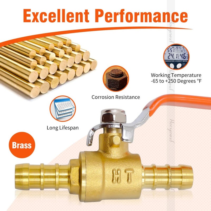 Horiznext 5/16 inch mini brass pneumatic barbed ball valve for air fuel gas water tubingï¼ˆPack of 2ï¼‰ - Image 5